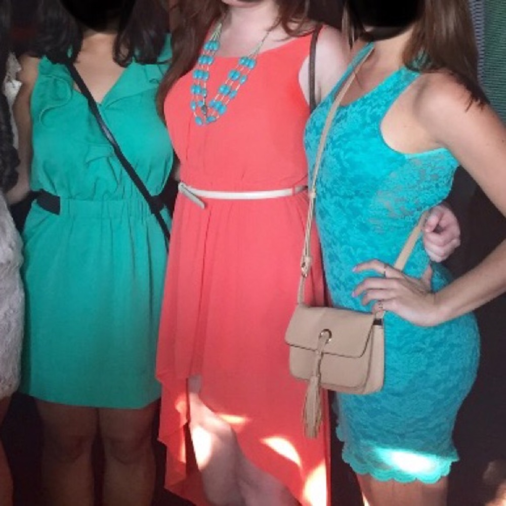 Coral high low dress